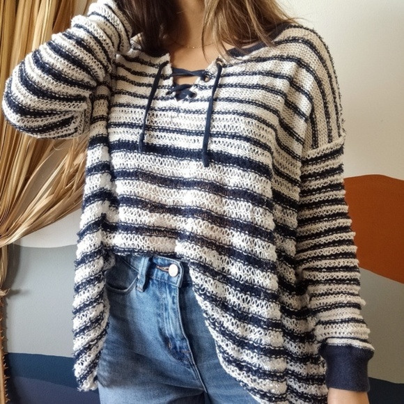 Free People Sweaters - Free People Judy Punk Striped Fuzzy Sweater